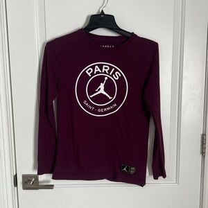 Jordan Maroon Long Sleeve Shirt Paris Saint Germaine
